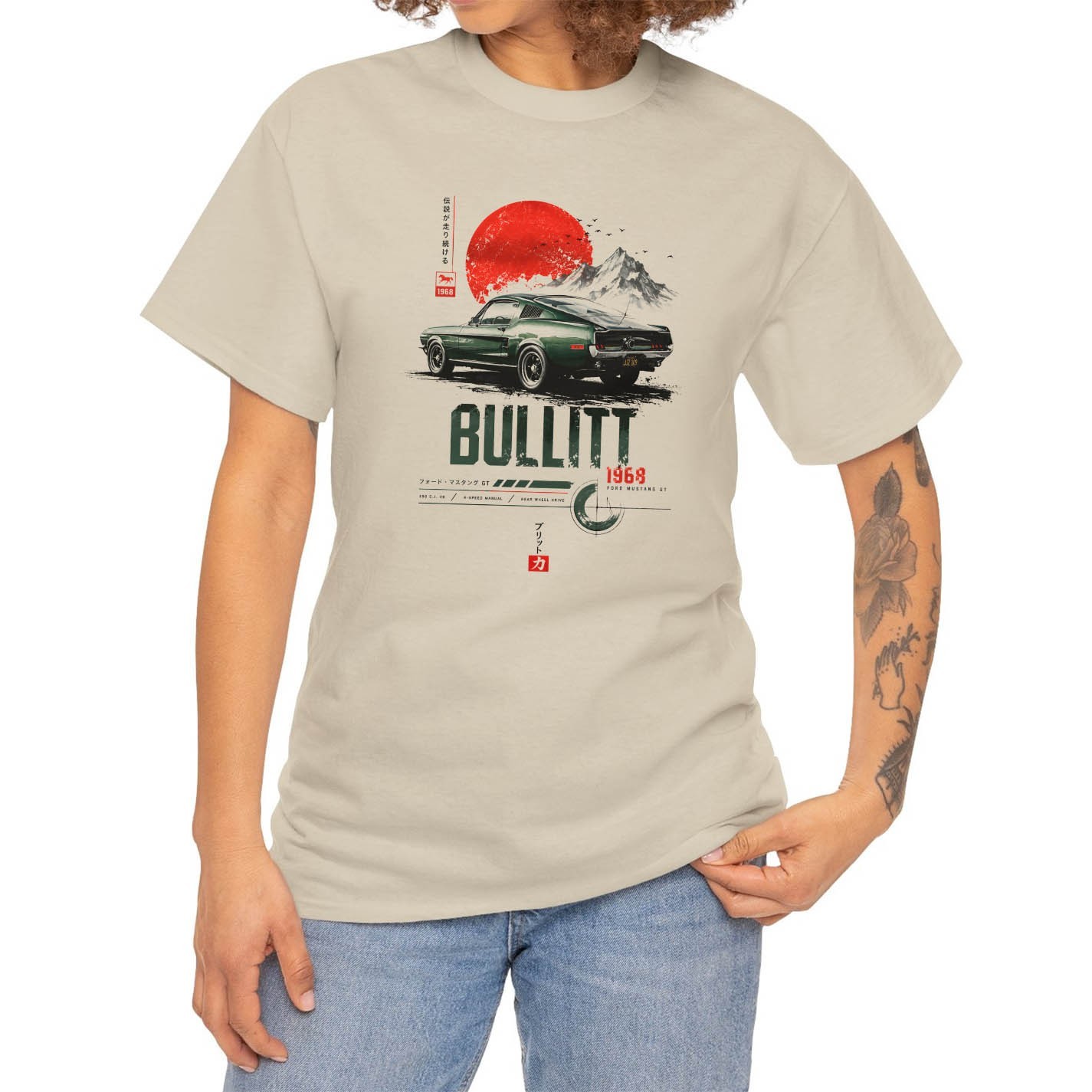 1968 Mustang Bullitt Gt 390 V8 Japanese Art Vintage T-Shirt