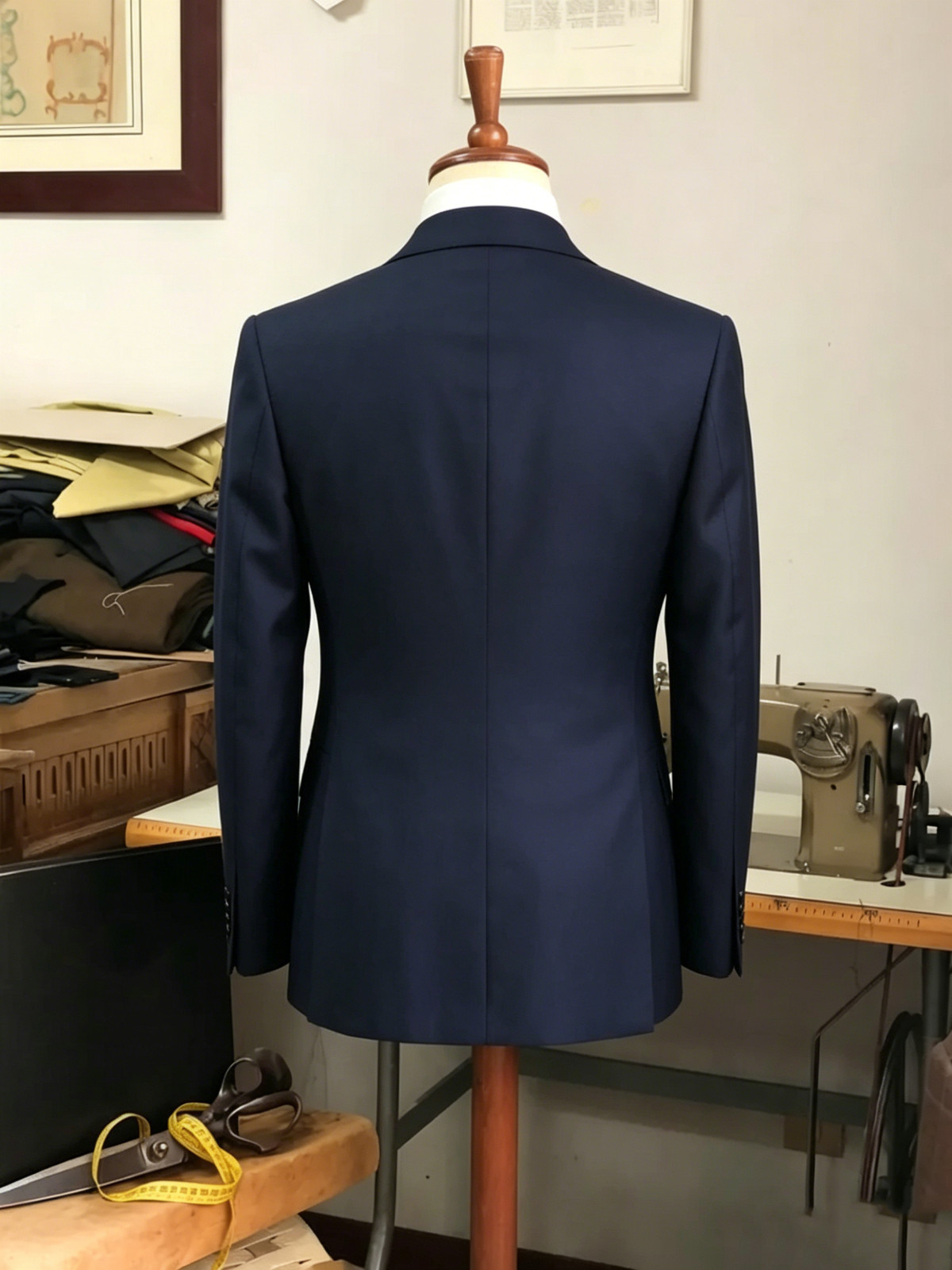 Navy Men’s Suits Peak Lapel Double Breasted Business Formal for Groom Wedding