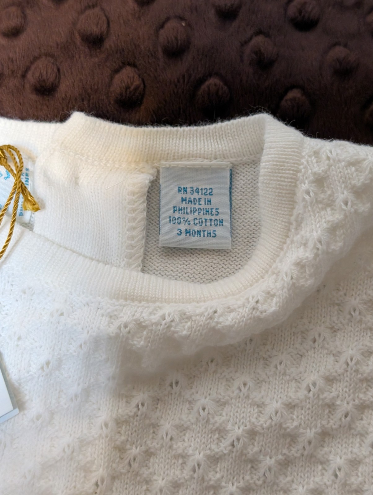 New Feltman Brothers Hand Embroidered 3 Month Knit Long Sleeve White Romper NWT