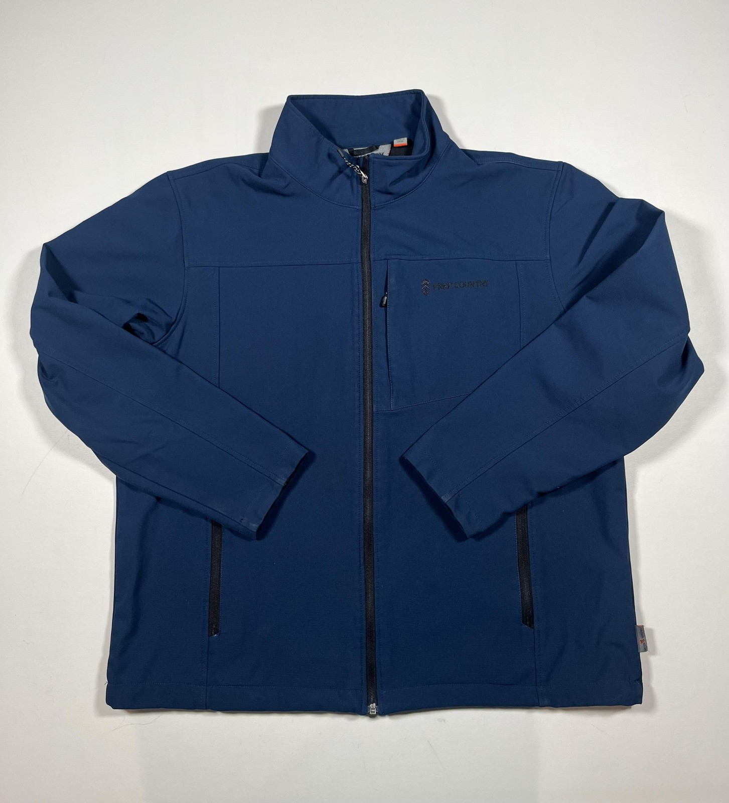 Free Country Jacket Mens XL Blue Softshell Full Zip Fleece Lined Outdoor Casual