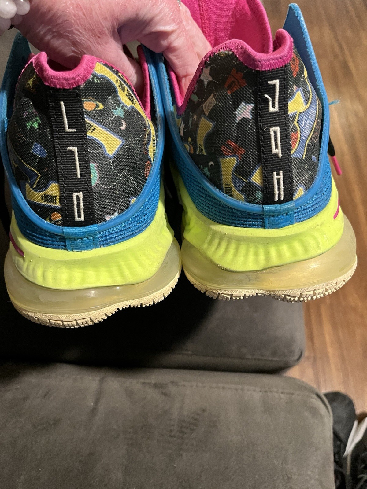 Nike LeBron 19 EP Mesh Sneaker Blue Black Yellow Pink Graphic Colorful