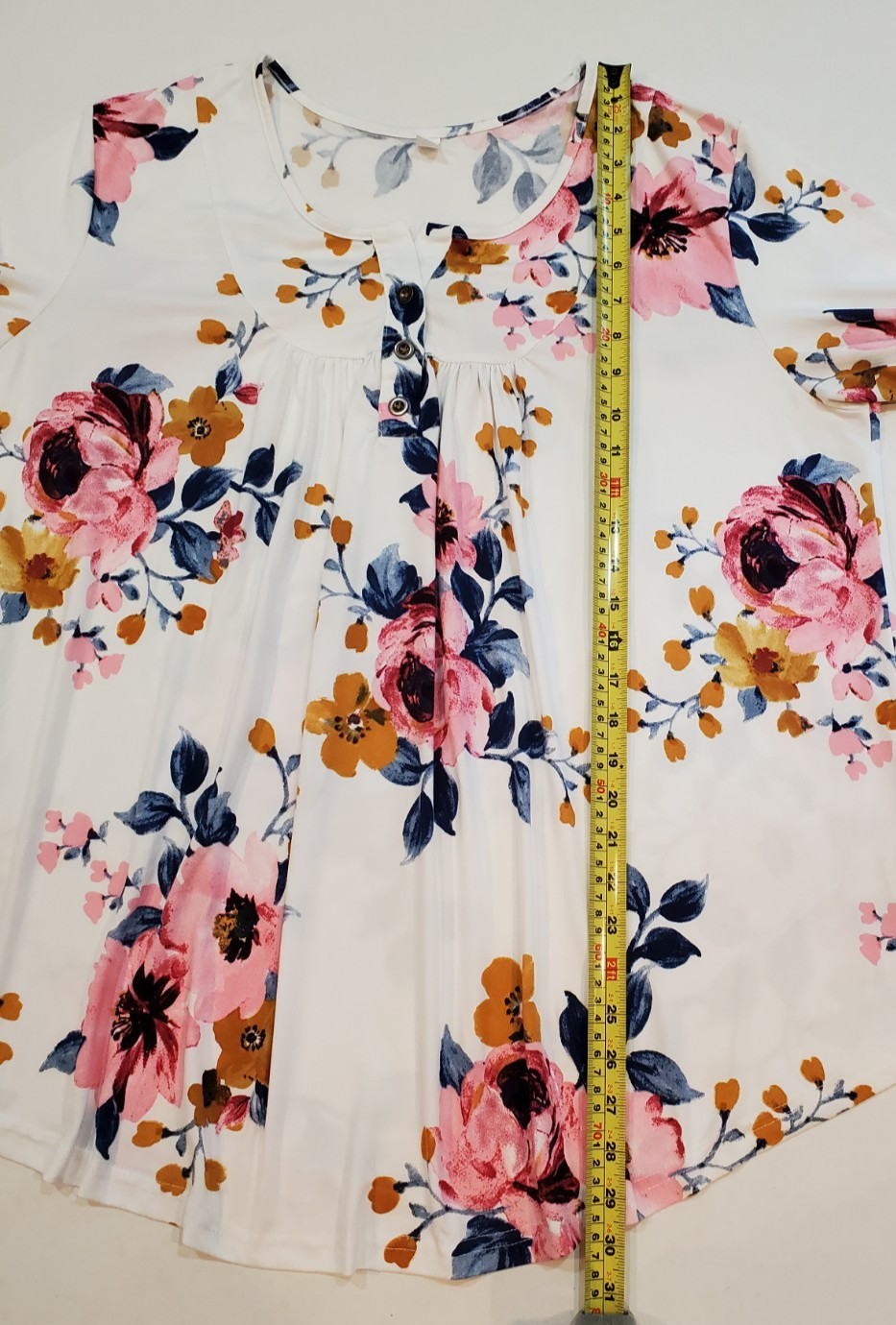 Women’s Top & Pants Set Long Sleeve Pull-On Size 2XL Floral Ivory Pink Blue
