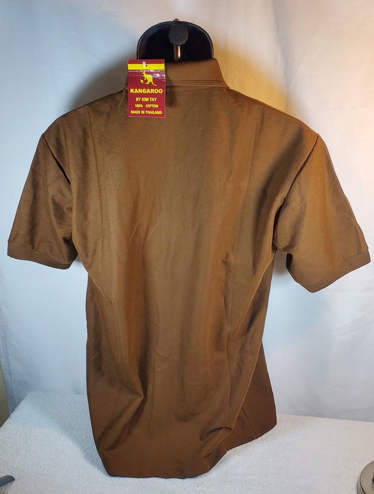 Kangaroo By Kim Tay 100% Cotton Brown Polo Shirt NWT Large