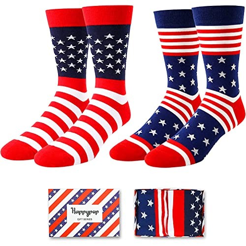 HAPPYPOP Novelty Socks For Men – Bowling Golf Medium America Flag 2 Pack