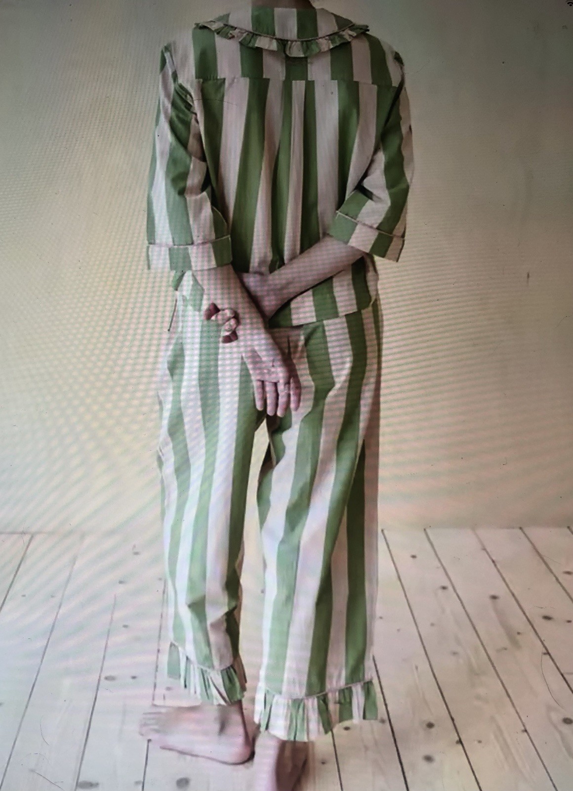 Striped Button-Front Collared Pajama Set lounge sleep free people Anthropologie