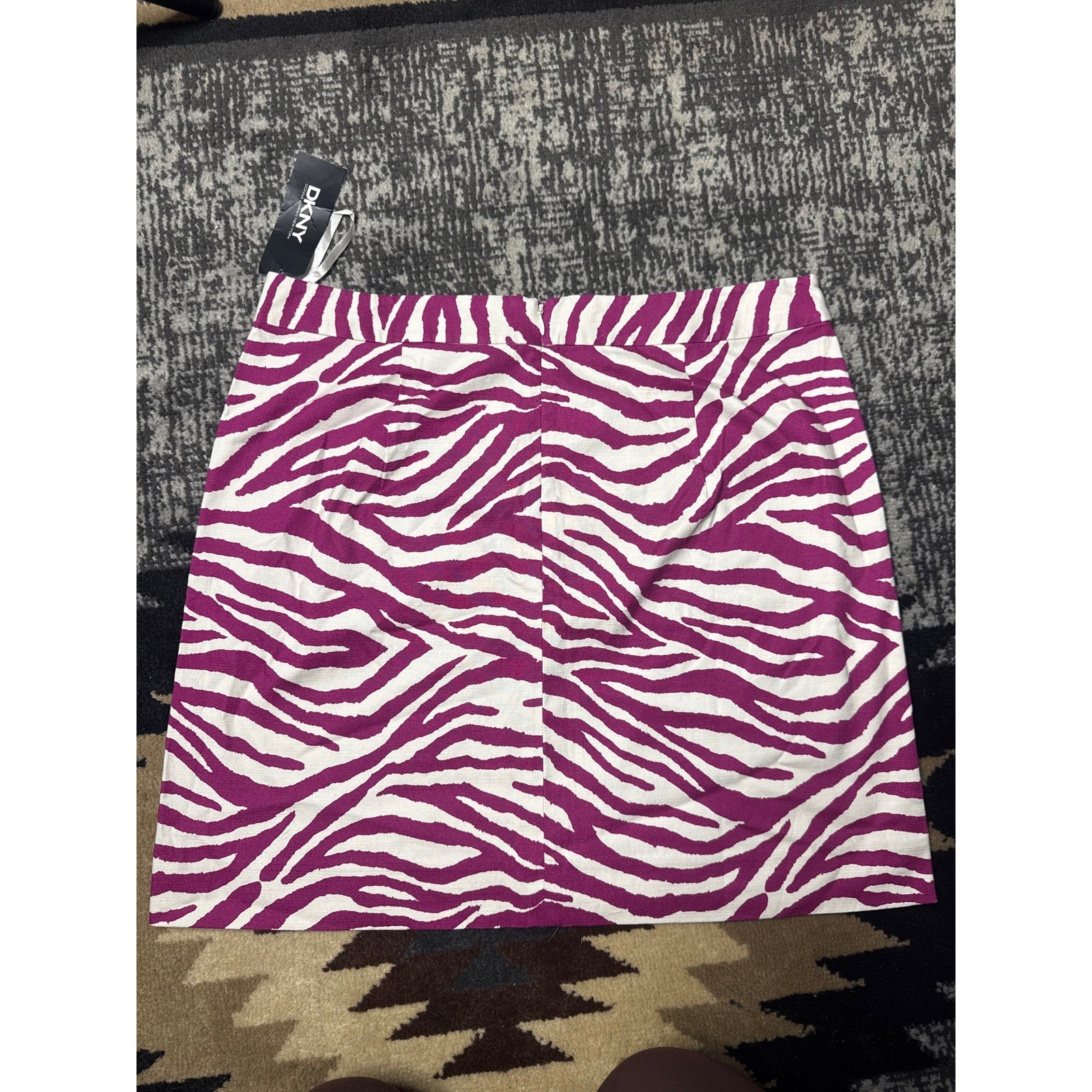 NWT DKNY Pink Zebra Mini Skirt W size 12 98% cotton 2% elastane- party club