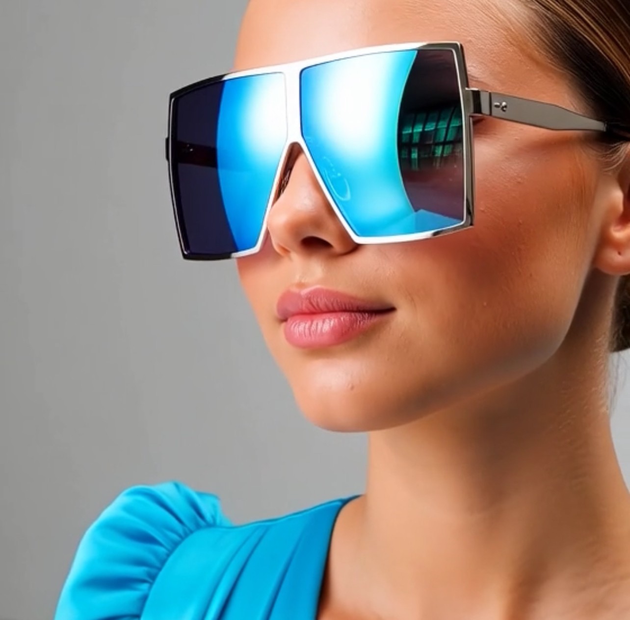 Sunglasses Flat Top Huge Big Oversized XXL Square Women “Lauren” Mirror SHADES