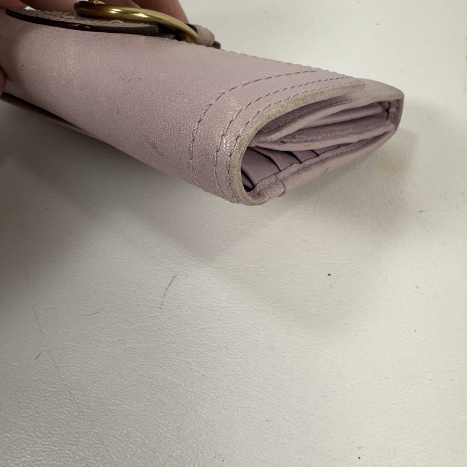 Coach Vintage Soho Purple Lilac Leather Buckle Magnetic Folding Long Wallet
