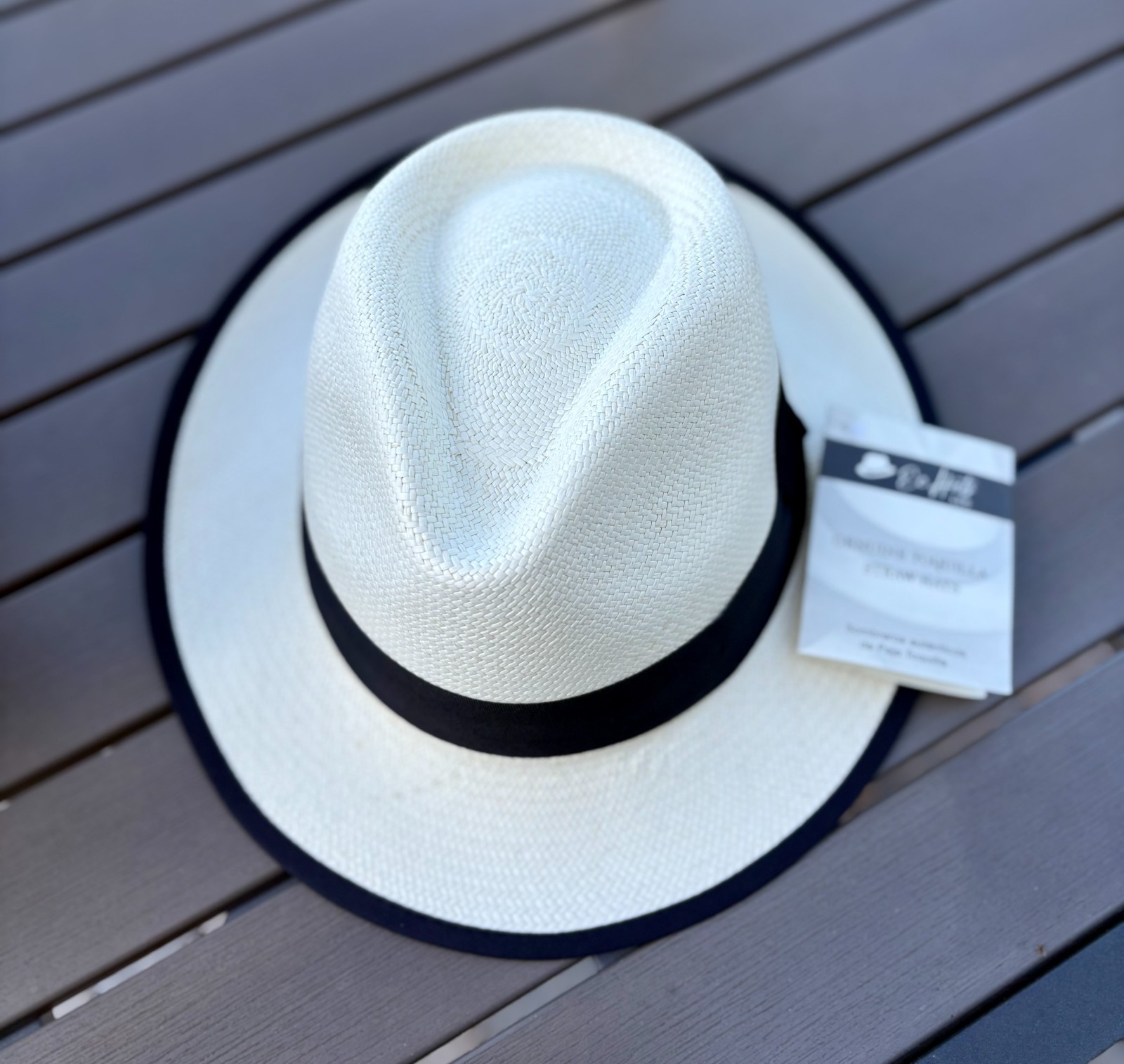 Genuine Panama Hat, 100% Toquilla Straw, Handwovwn in Ecuador, C-Crown/TeardropW