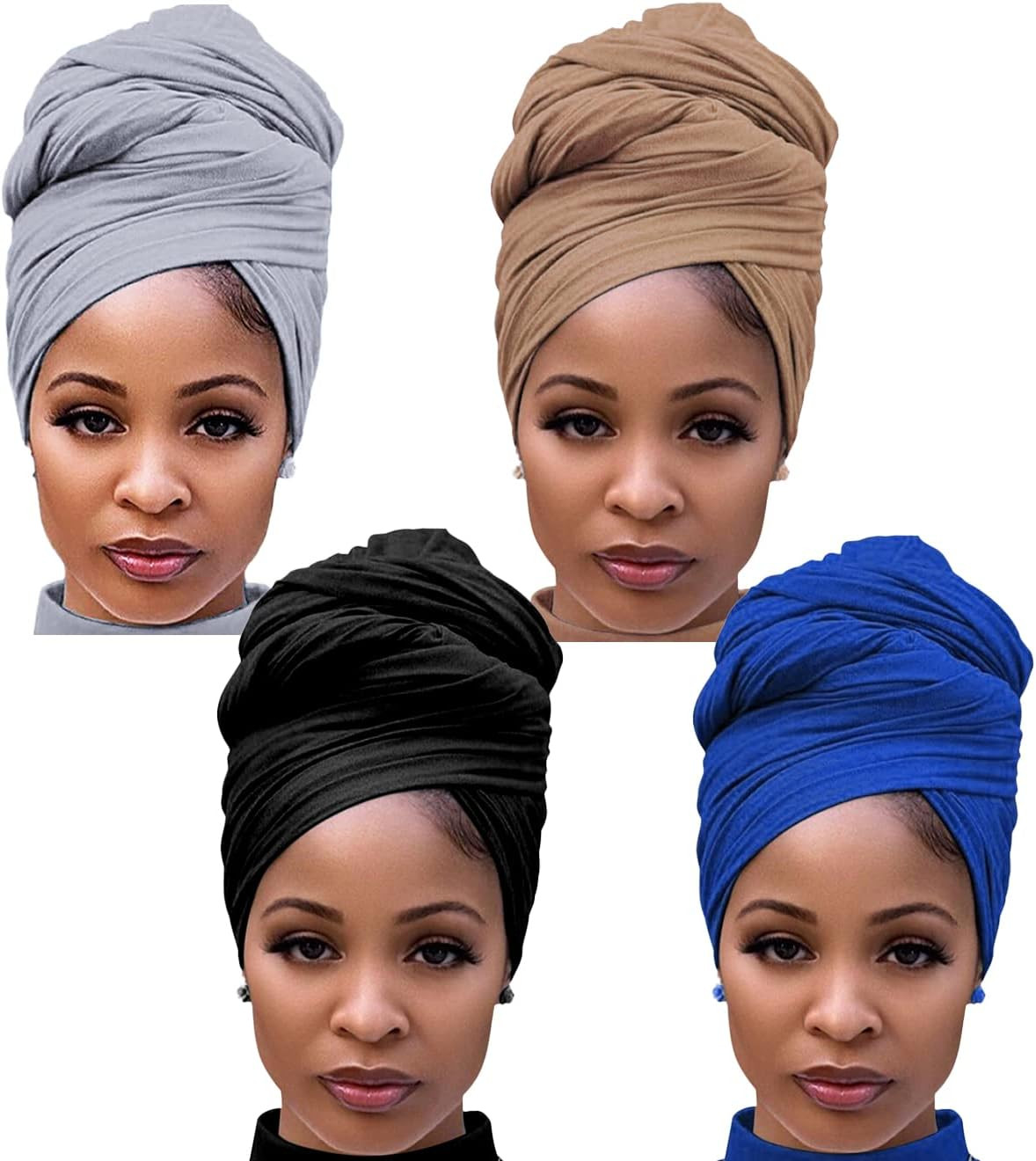 Head Wraps for Black Women Stretch Head Scarf Long African Hair Wraps Turban Hea