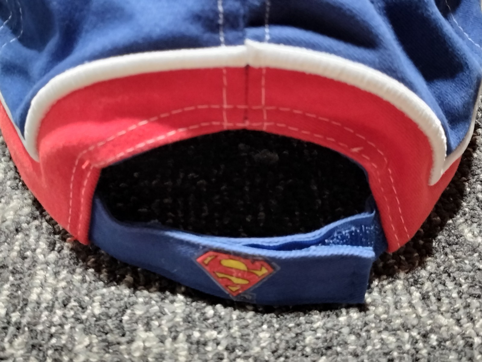 Superman Baseball Hat Cap Rare DC Comics VINYL BADGE Adjustable Red White Blue