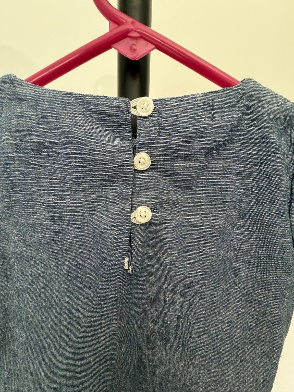 Mud Pie Girls Floral Embroidered Chambray Dress 5T Blue Cotton Long Sleeve Tunic