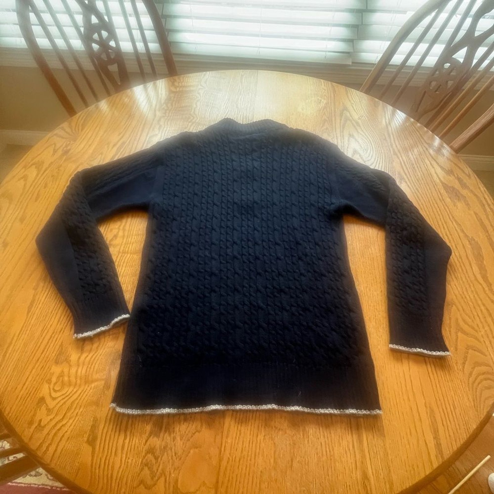 Peregrine Navy Wool Cable Knit Fisherman’s Sweater 1/3 Zip Pullover M