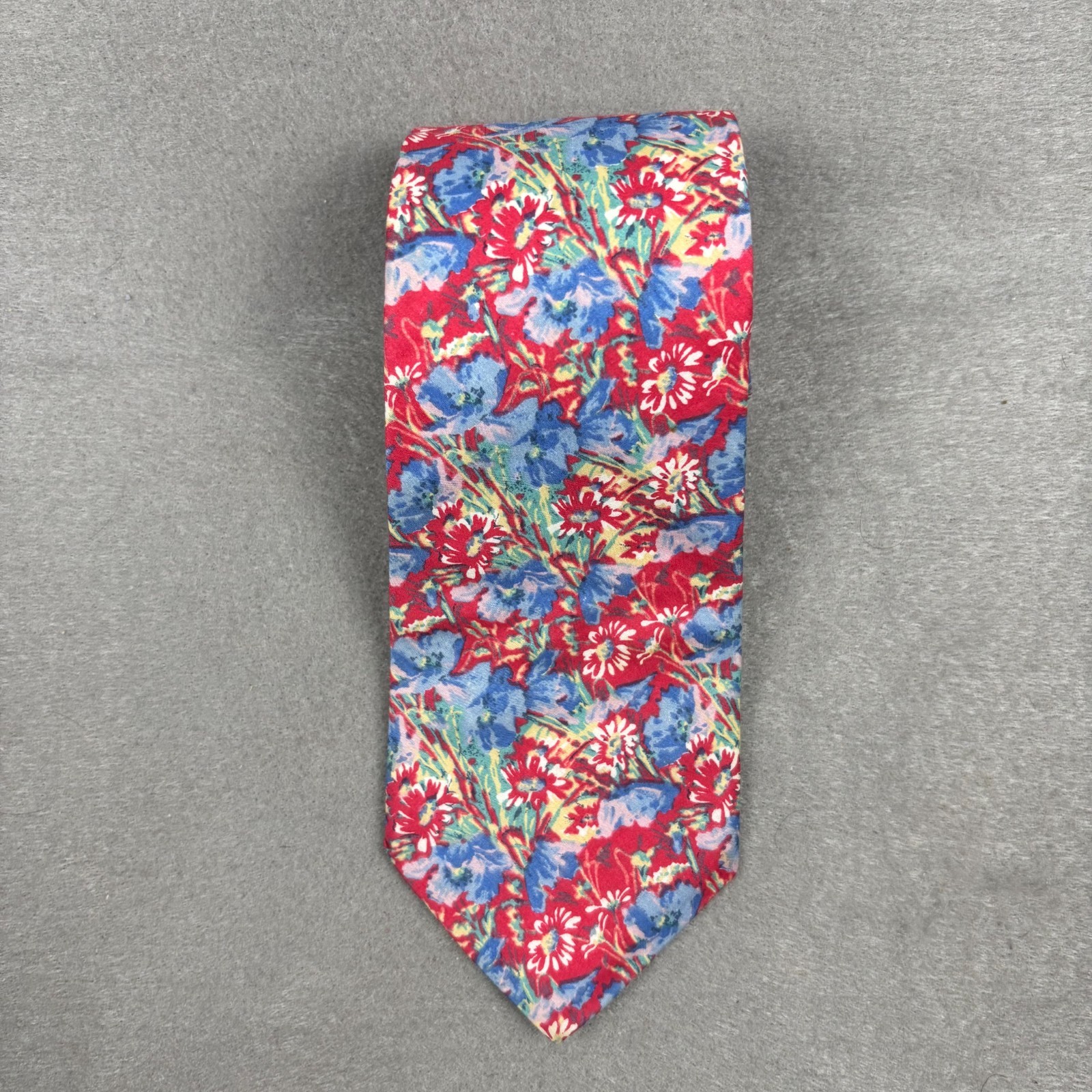 Altea Blue Red Chain Link Geometric Silk Tie Made Italy Woven Designer 3.25″