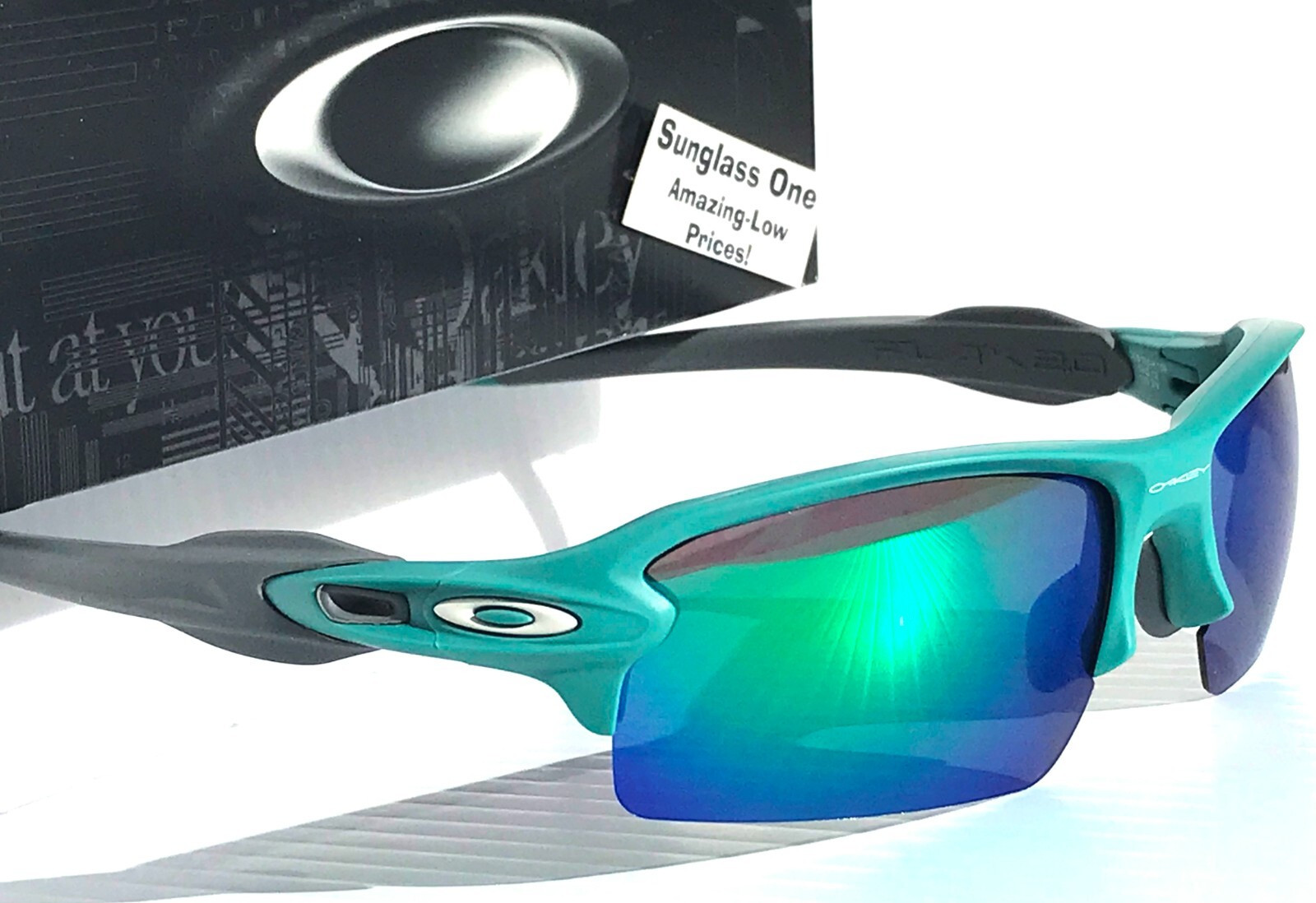 NEW Oakley FLAK 2.0 Matte Pacific Green POLARIZED Galaxy Jade Sunglass 9188
