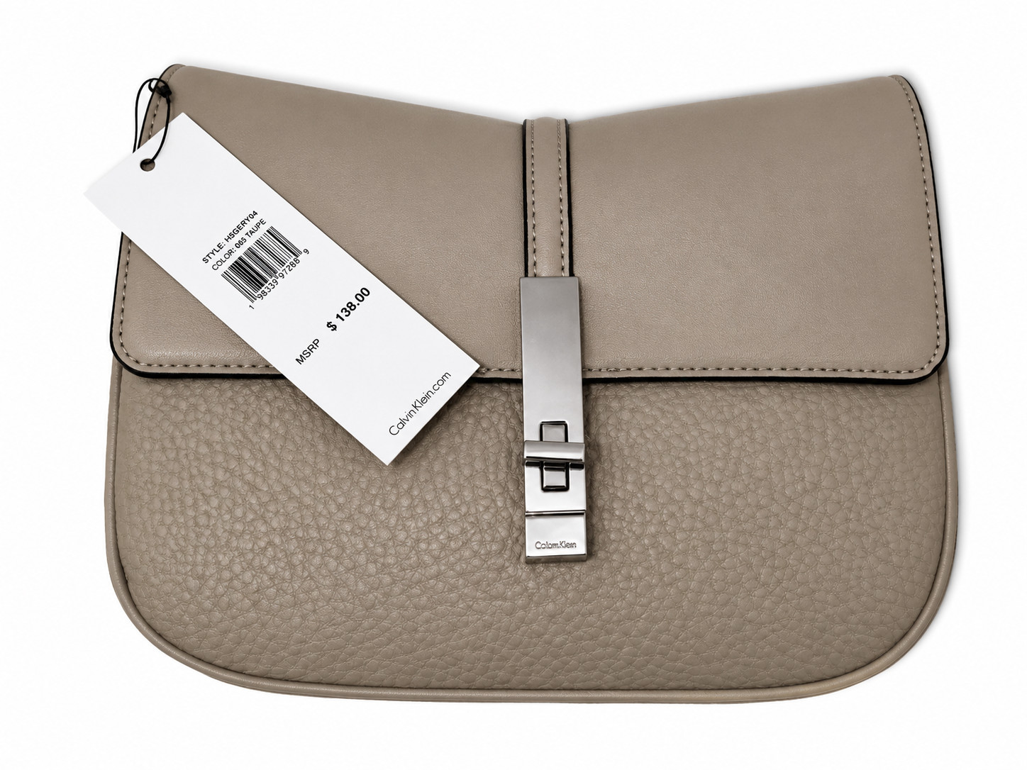 NWT Calvin Klein Leather Crossbody Bag in TAUPE color