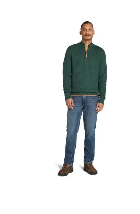 TIMBERLAND 1/4 Zip Jumper in Green M Medium (fm259-11)