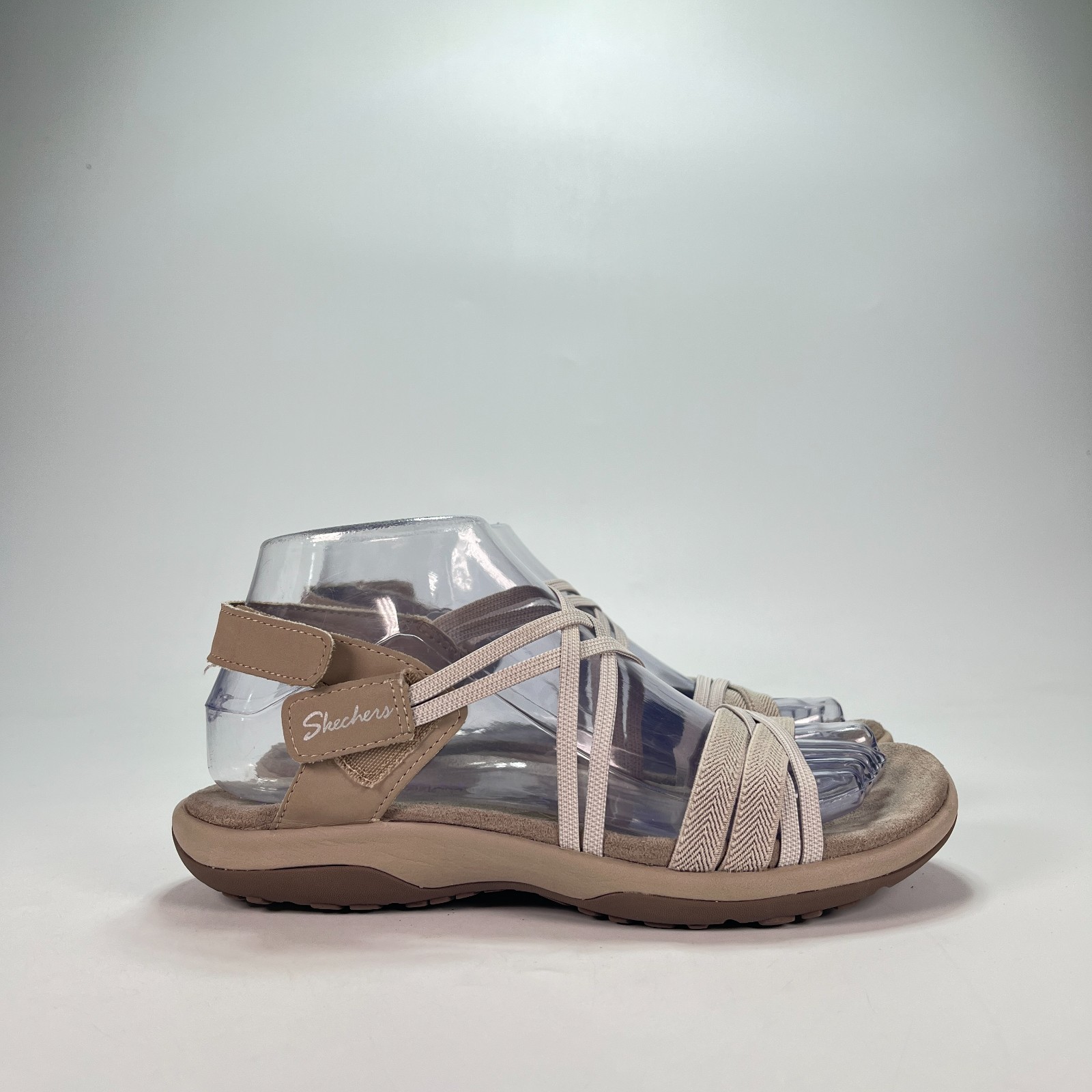 Skechers Reggae Slim Takes Two Taupe Casual Strappy Sandals 163112 Women’s Sz 7