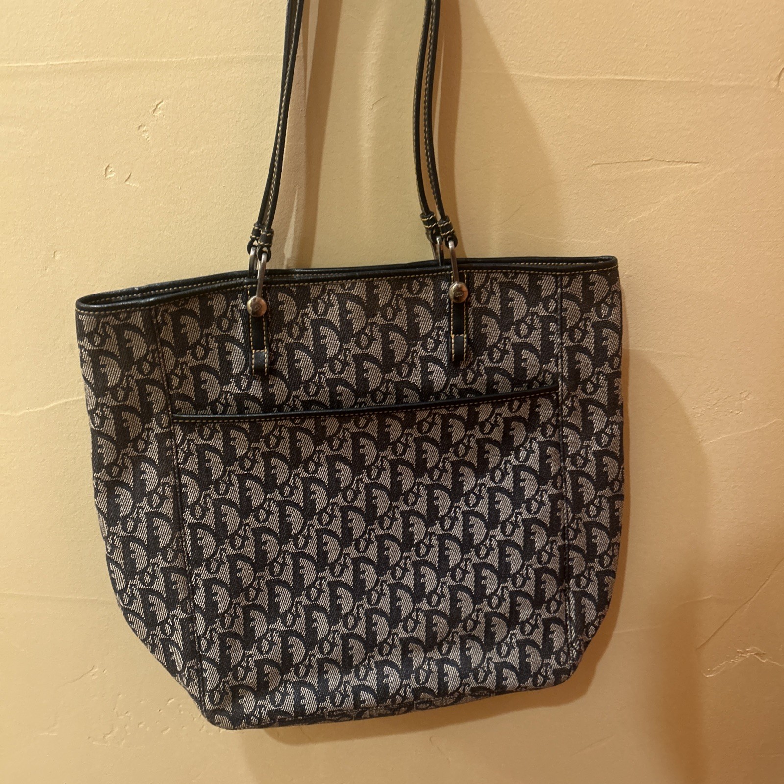 Christian Dior Trotter Oblique Tote Bag Canvas Leather Large Pre-Owned
