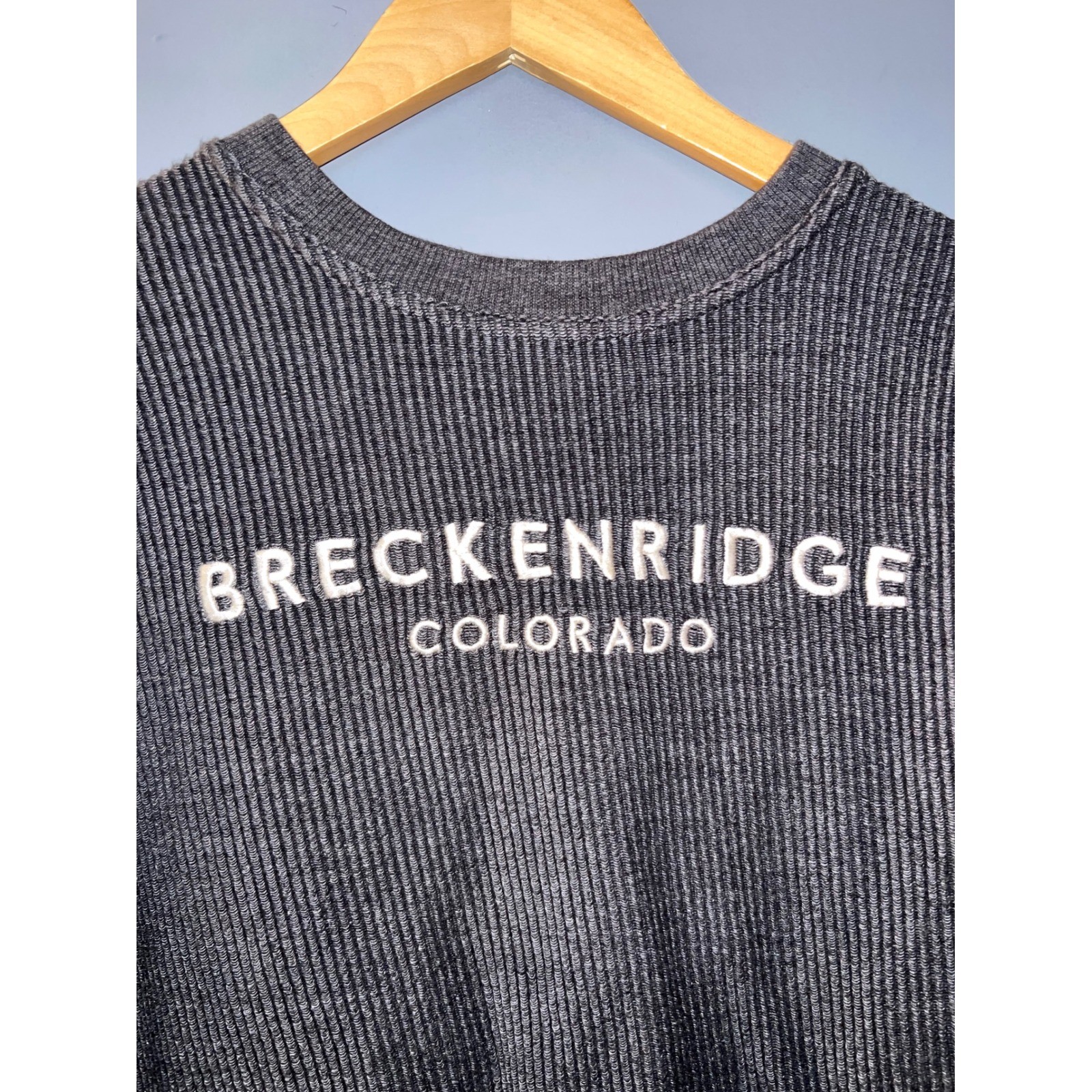 MV Sport Breckenridge Colorado Ribbed Sweatshirt Charcoal Gray Small Pullover