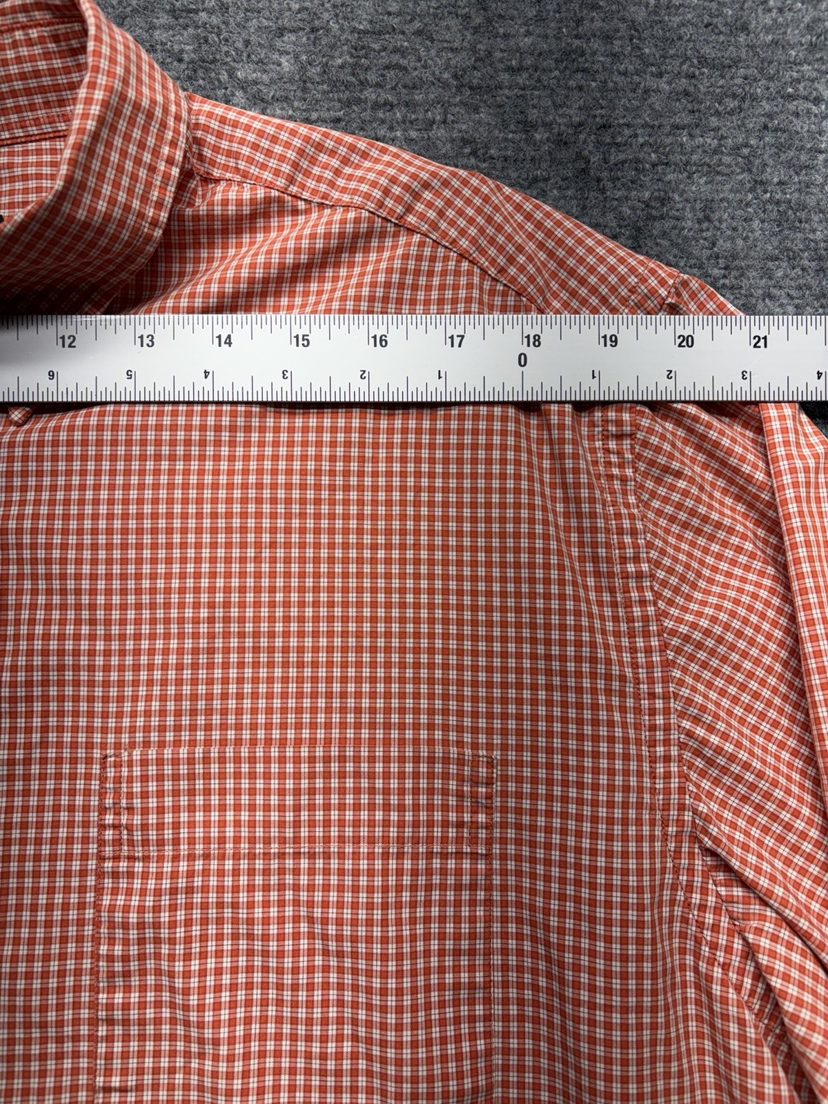 Eddie Bauer Red Orange Gingham Button Down Shirt Long Sleeve Men’s Large