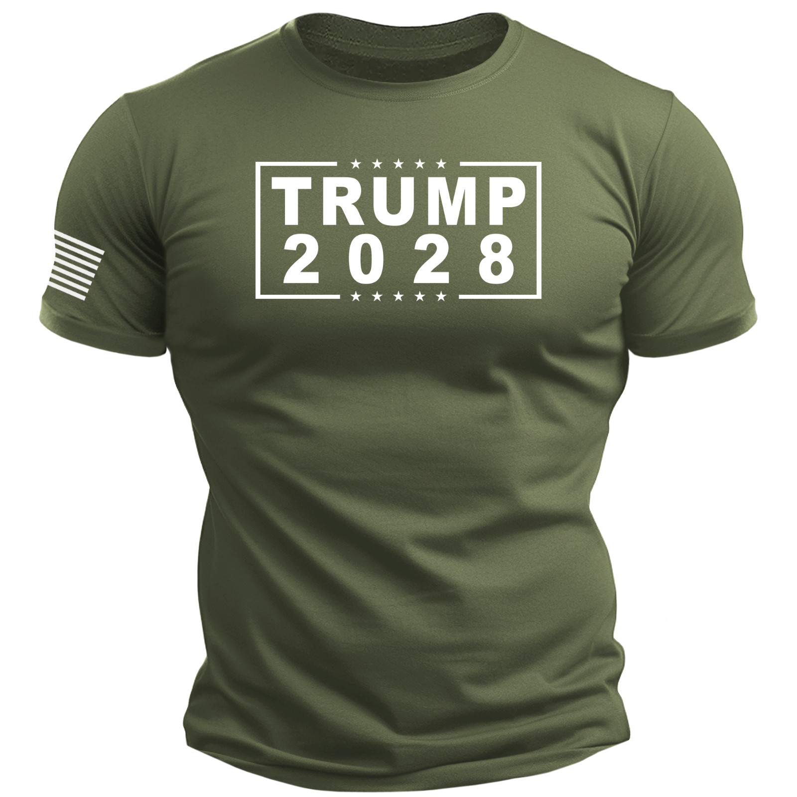 TRUMP 2028 – T-Shirt USA Flag Sleeve america patriot maga 250 S-2XL 4 COLORS