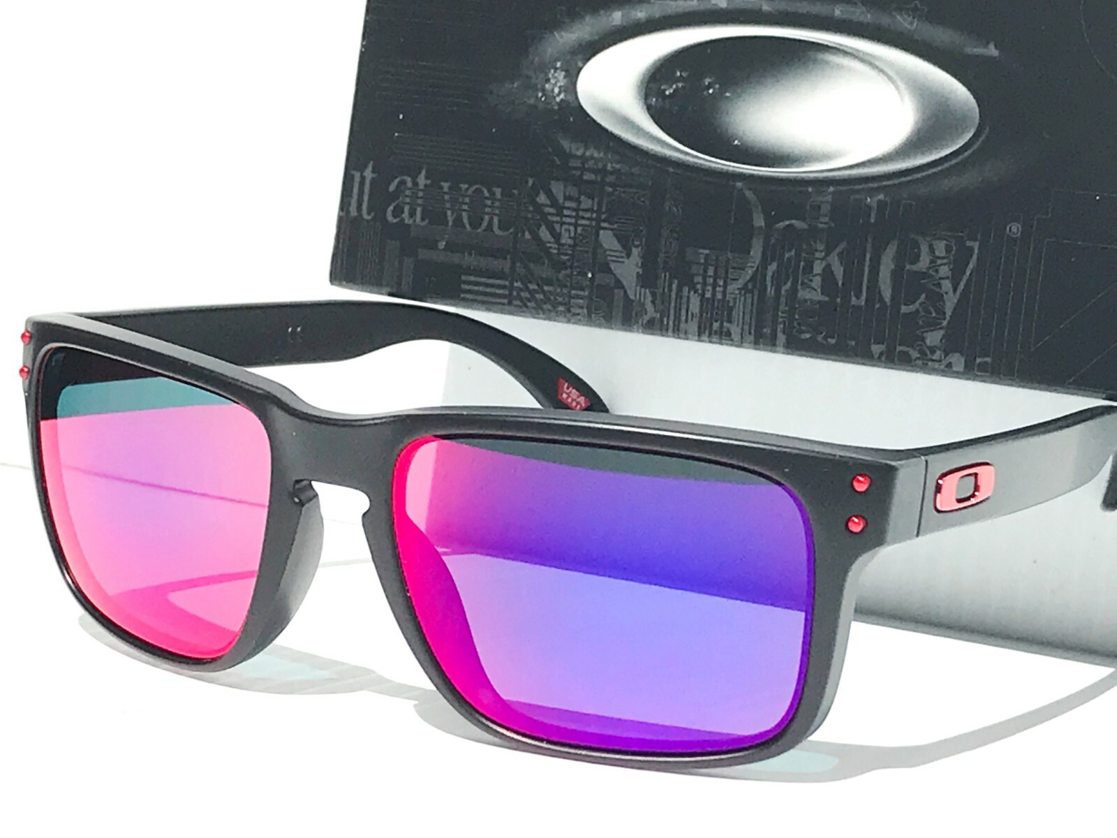 NEW* Oakley HOLBROOK Matte Black Positive Red Iridium w CASE Sunglass 9102-36
