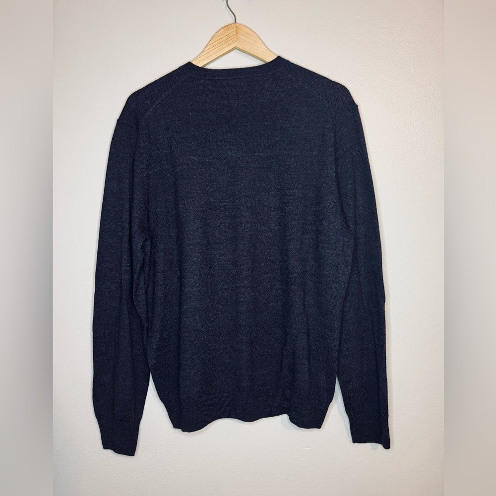 Garret Scott Argyle Sweater 100% Merino Wool V Neck Mens L