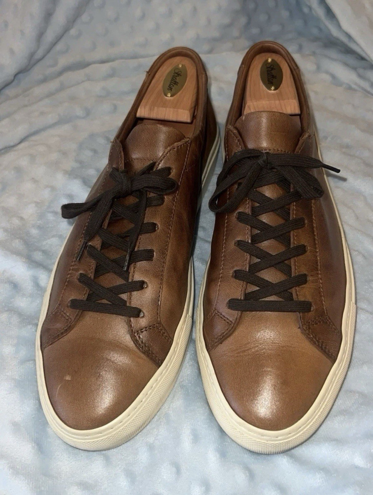 gustin Men’s Brown Leather Lace-Up Dress Shoes Casual Round Toe US 11