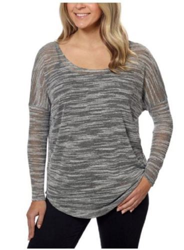 Olive & Oak Dolman Sheer Marled Tunic Top Black White Scoop Neck – Large – NWT