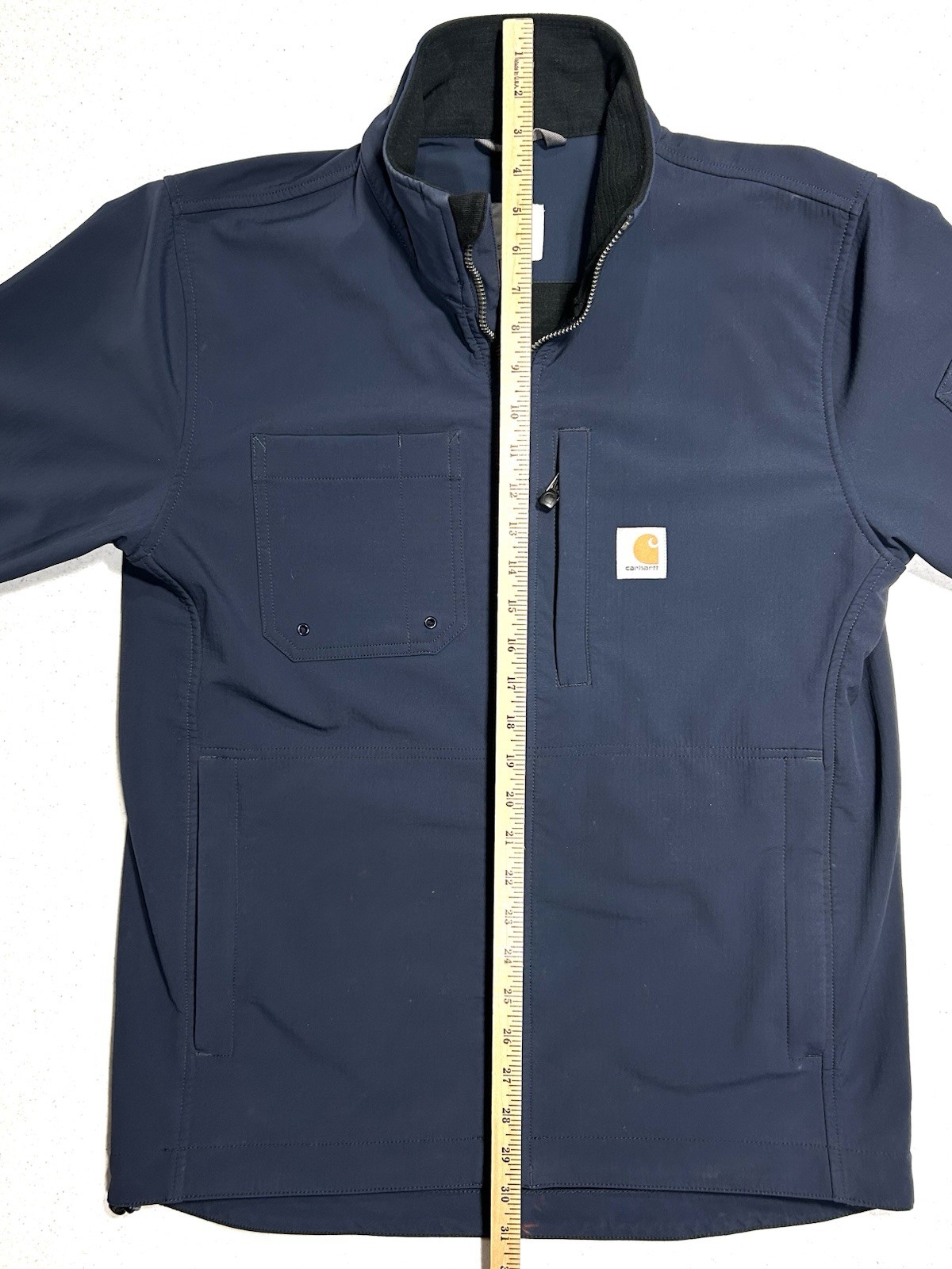 Carhartt Rough Cut Soft Shell Work Jacket Coat Stretch Navy Blue Gray Zip • Med