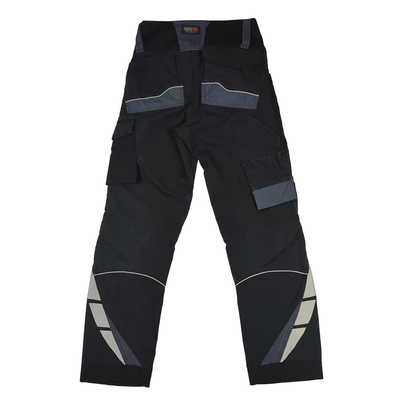 Dickies Pro Workwear Trousers DP1000 Black Reflective Cordura Reinforced W26R
