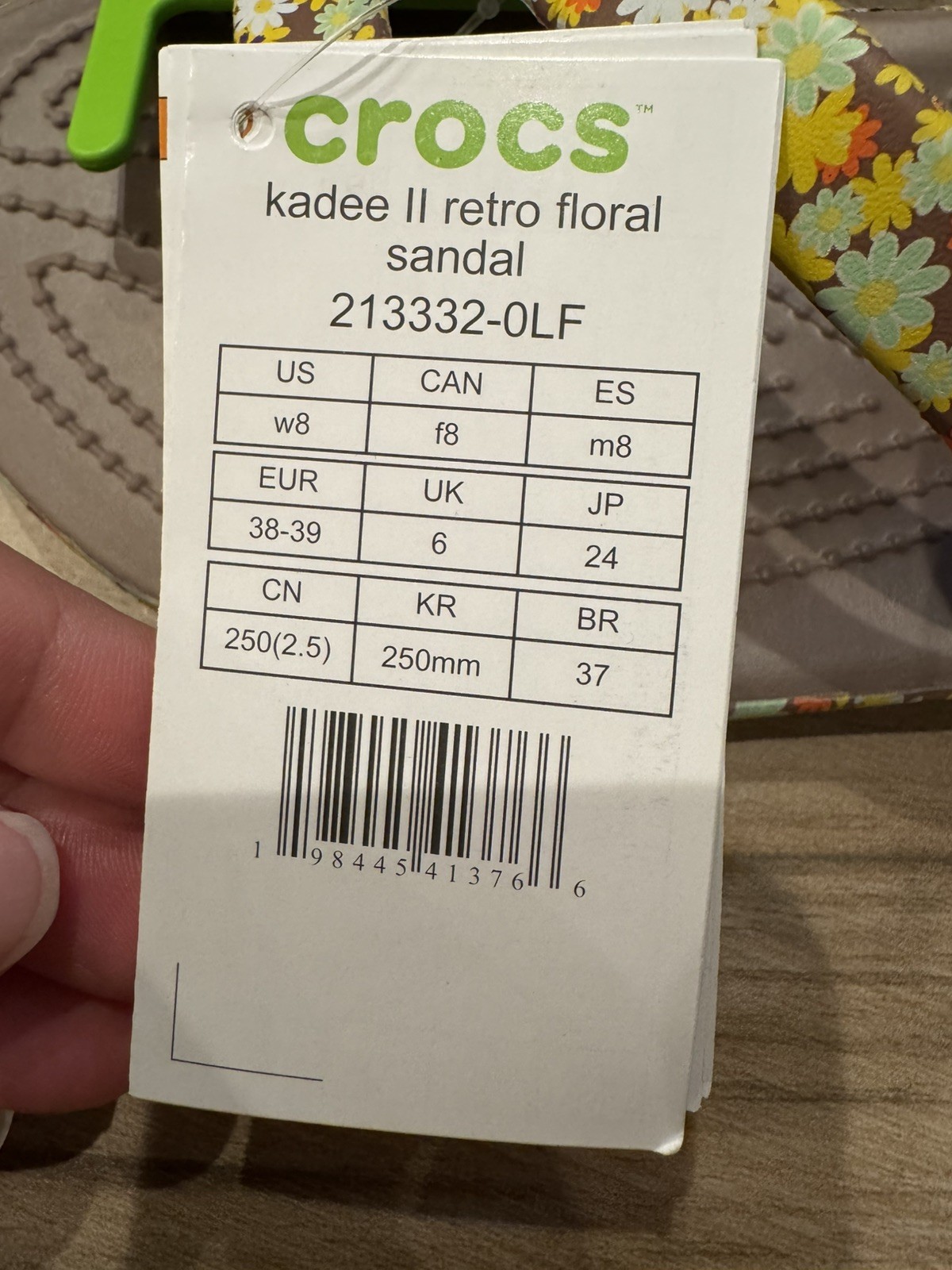 WOMEN’S CROCS KADEE II TRUFFLE/RETRO FLORAL Z STRAP WATER FRIENDLY SANDALS 8 NWT