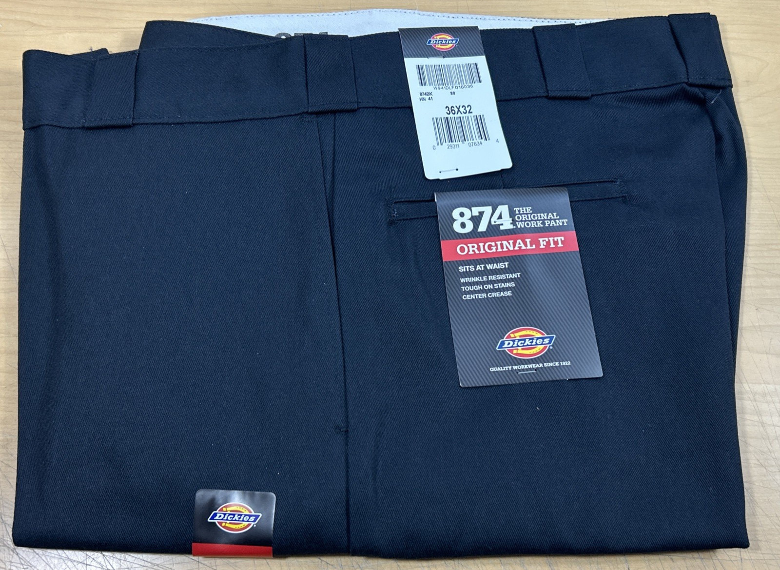 Dickies 874 Original Fit Black Polycotton Canvas Work Uniform Pants 36×32 (6494)