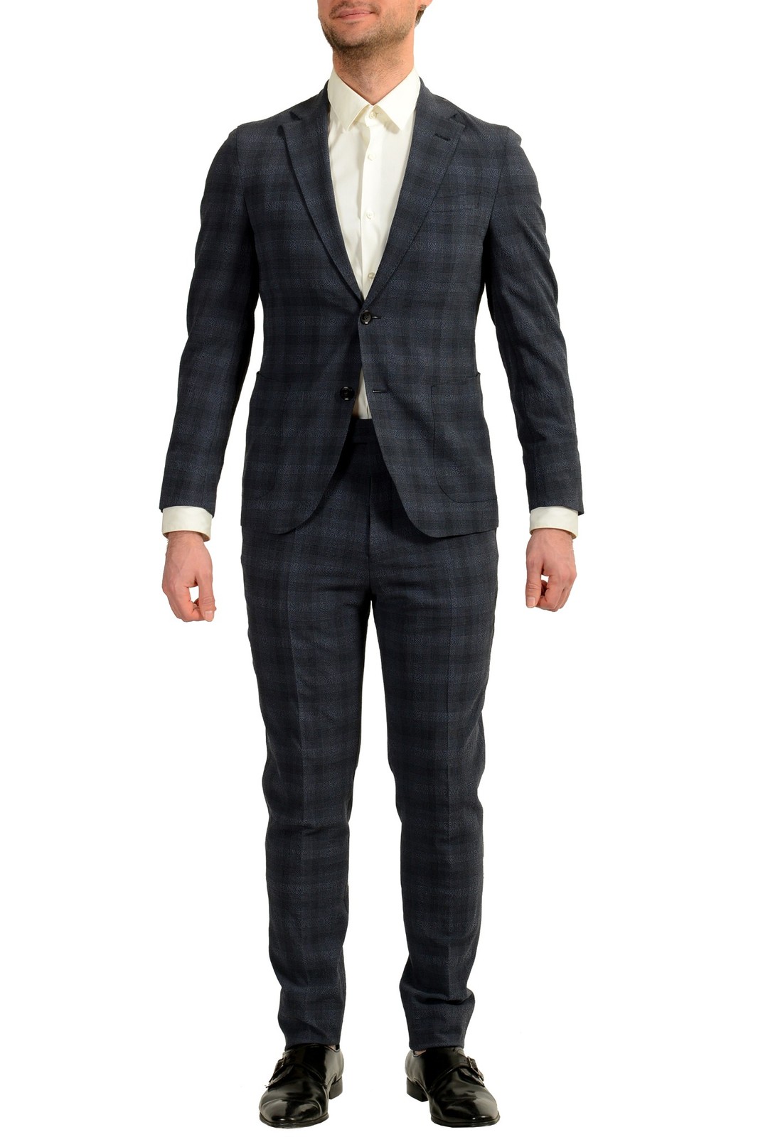 Hugo Boss Men’s “T-Novem/Brite” Plaid Wool Silk Two Button Suit US 40R IT 50R