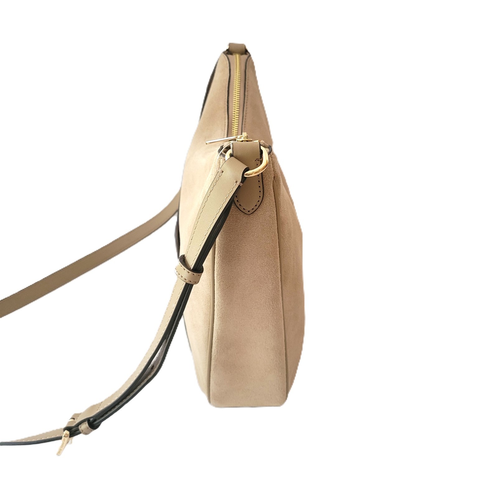 Michael Kors Nayla Medium Messenger Crossbody Handbag Camel Suede Leather