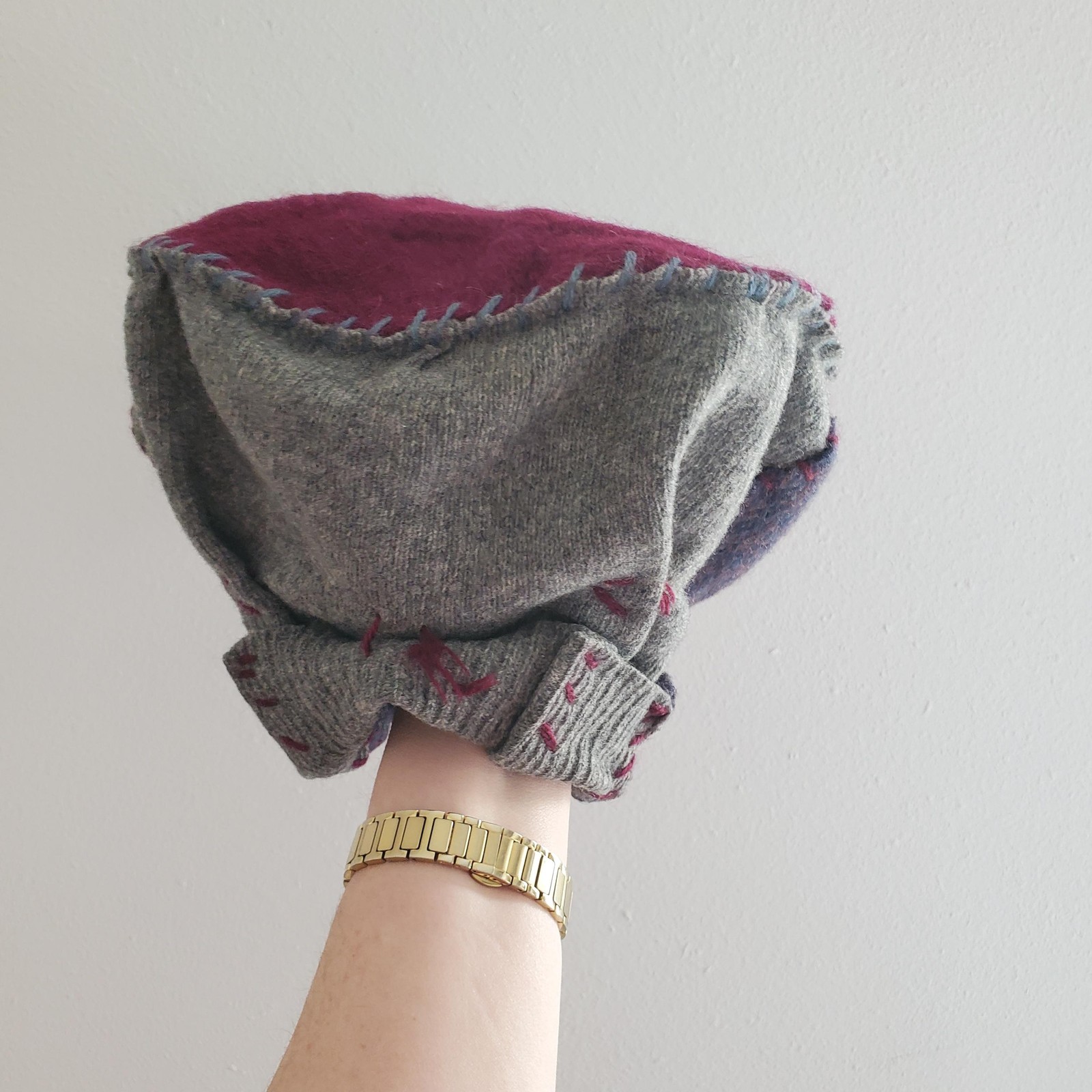 Crispina Ffrench Slouch Hat Womens One Size Multicolor Wool Patchwork Handmade