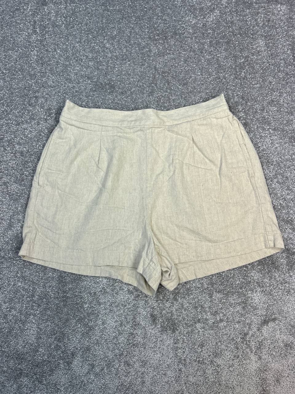 Madewell Linen Shorts Womens Large Beige Cotton Pleated High Rise Outdoor Beach