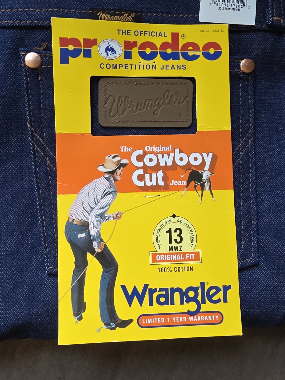 NWT Wrangler 13MWZ Cowboy Cut Original Fit Jeans Mens 37×32 Dark Wash USA Rodeo