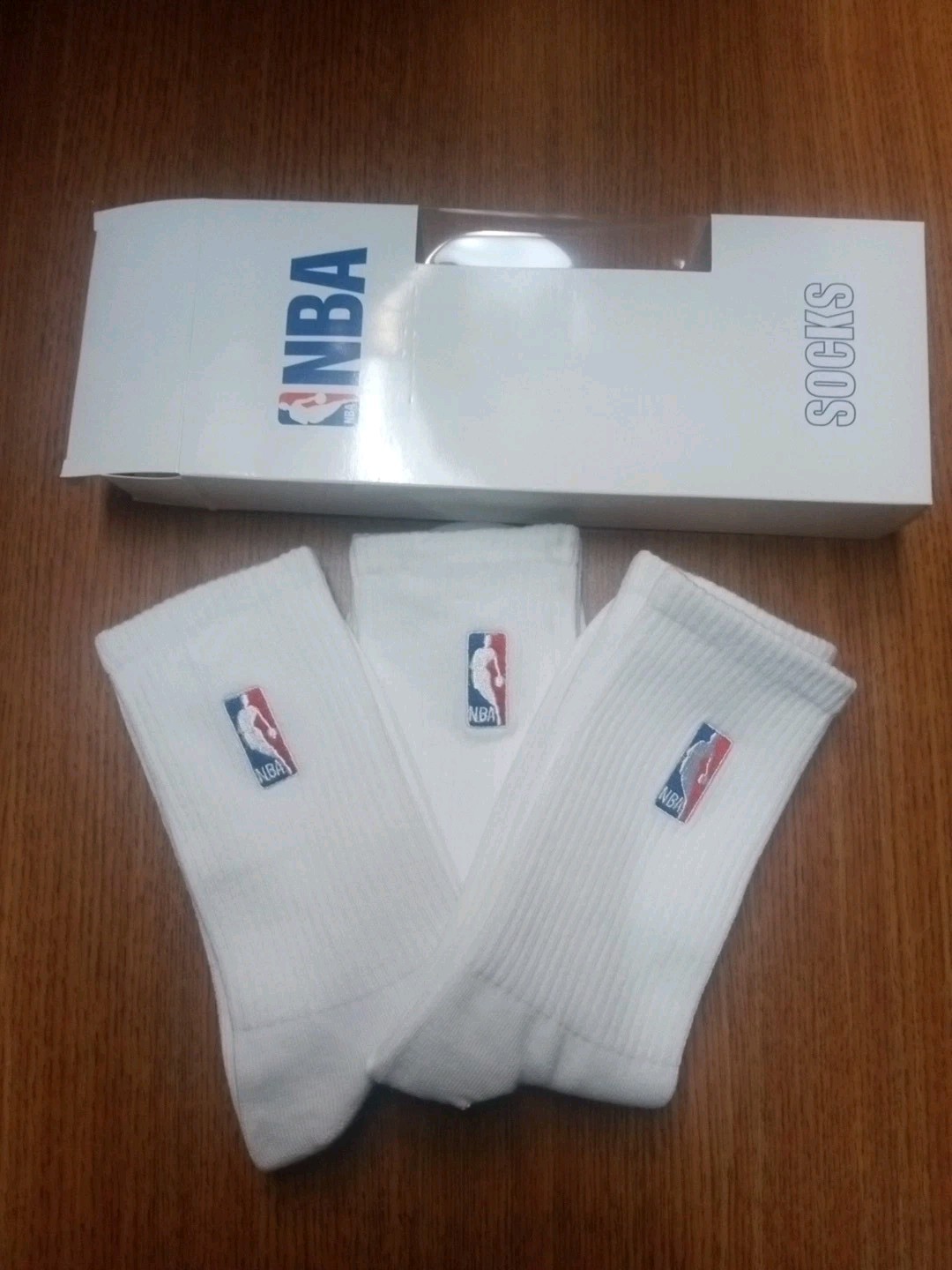 NBA Logoman men’s basketball crew socks white shoe size 6-12