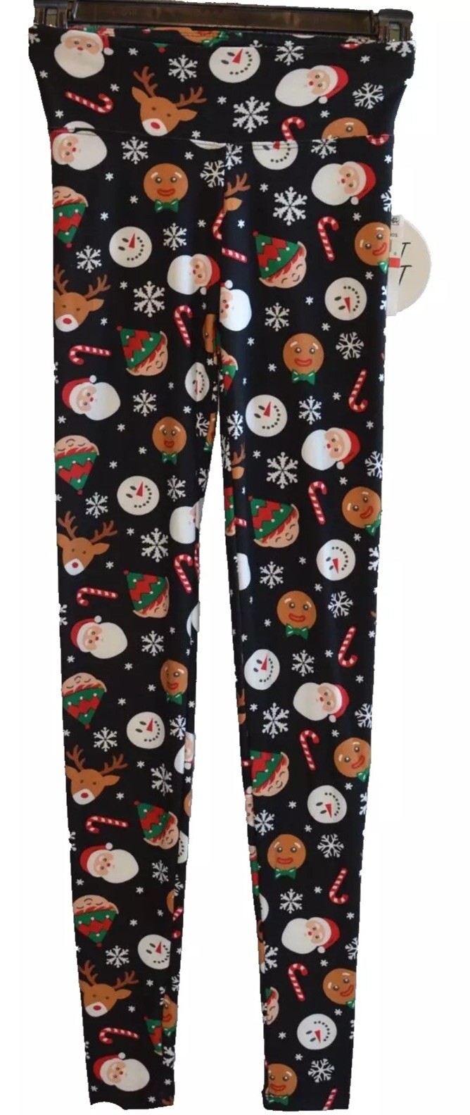 Planet Heart Juniors High Rise Holiday Leggings Santa & Friends Print XS