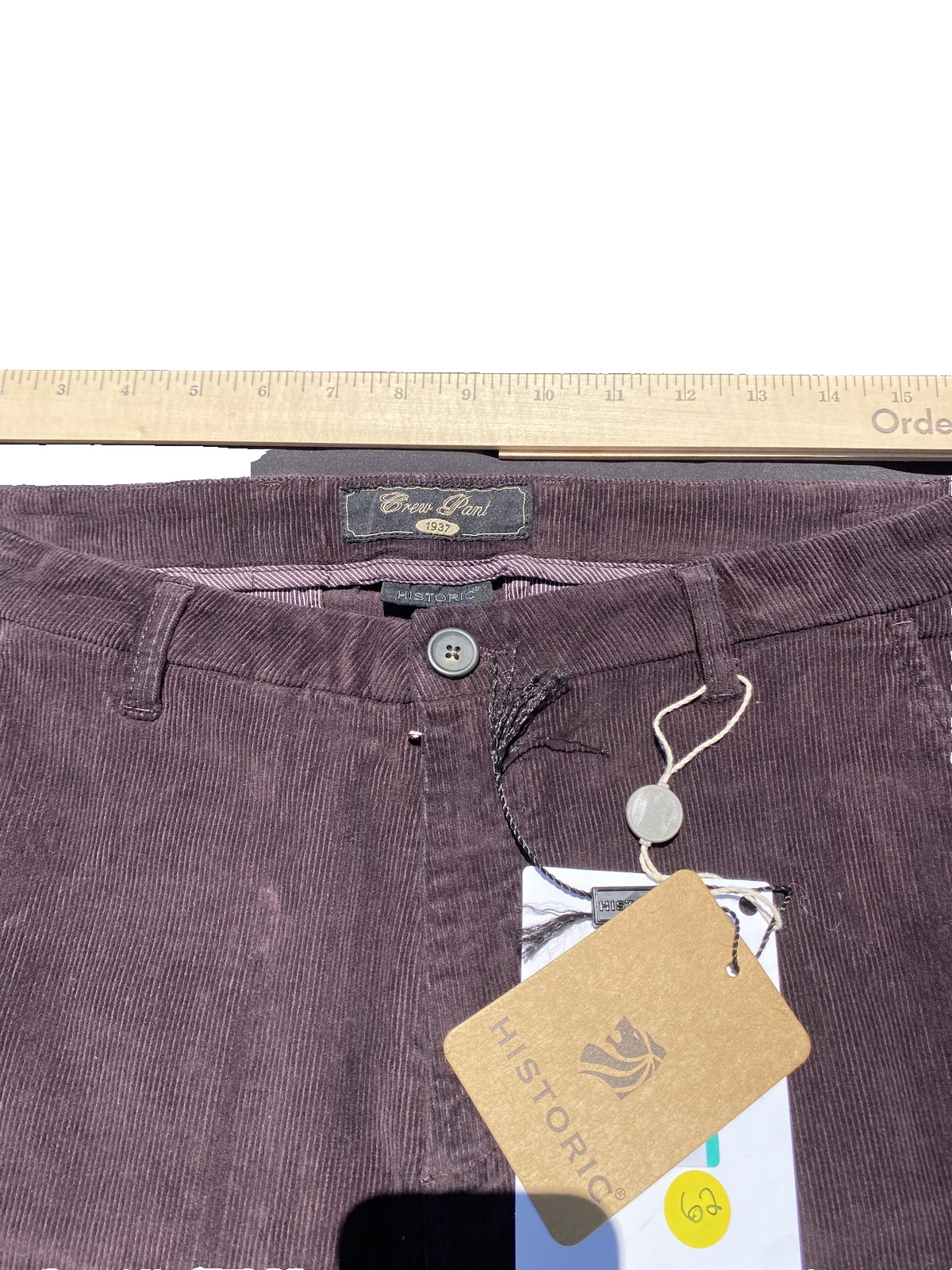 Historic Crew Men’s Brown Corduroy Pants Size 46 NWT Zipper & Button Closure