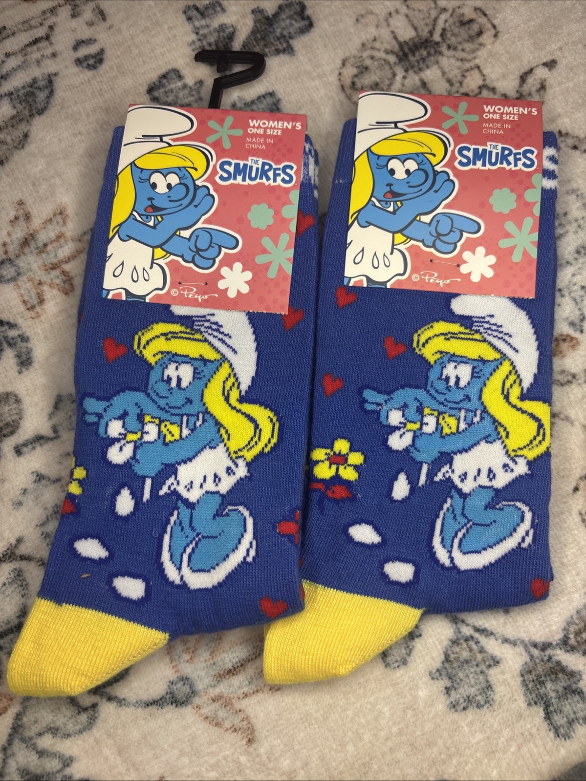 The Smurfs SMURFETTE Cartoon Novelty Women’s Socks 2 Pair Shoe Size 6-9.5