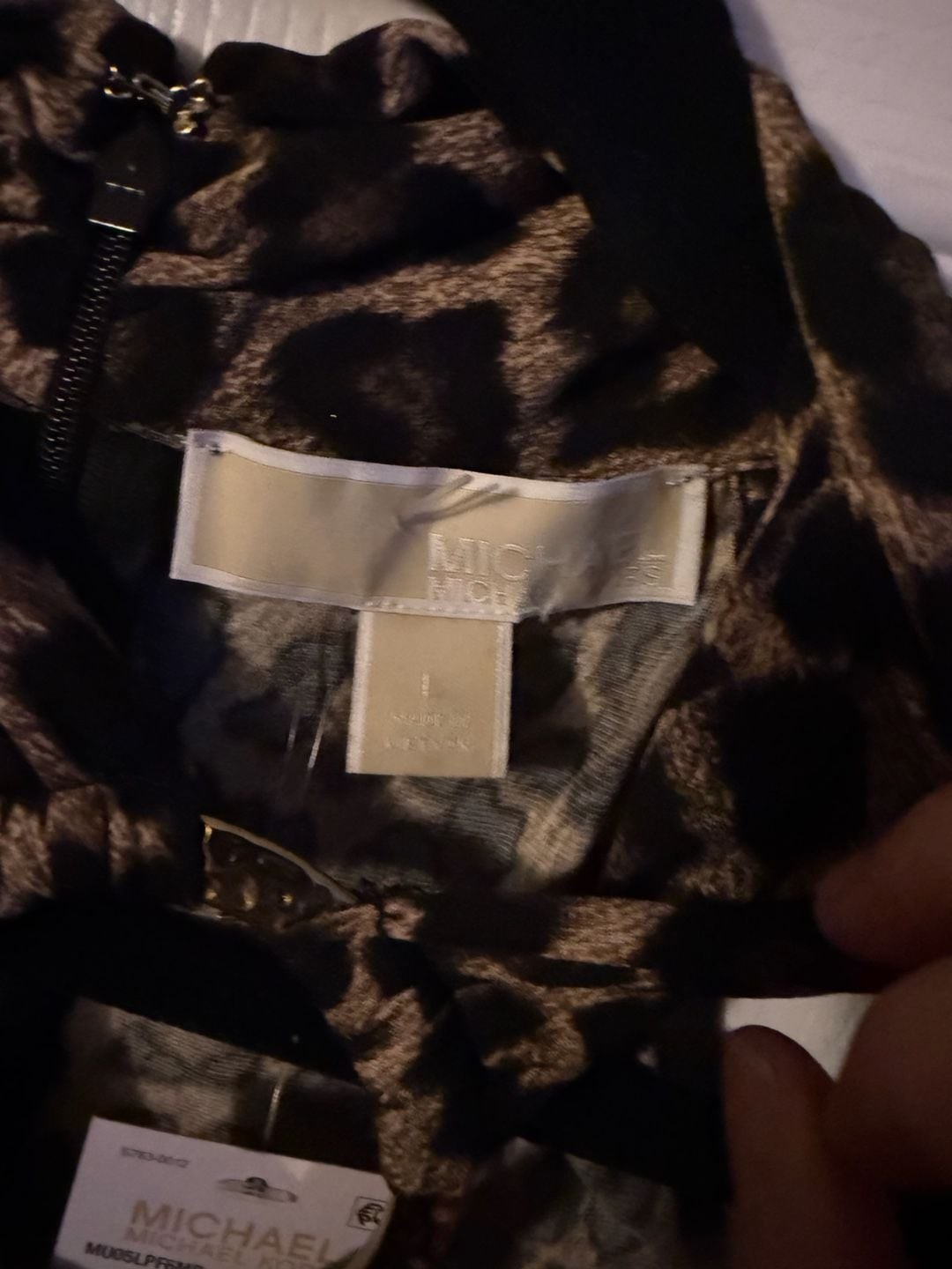 Michael Kors Leopard Print Cold Shoulder Blouse Top with Hardware Detail