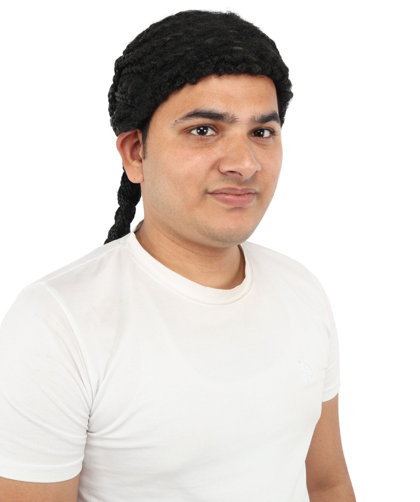 Men Cornrow Braided Dreadlock Wig, Deep obsidian tone, create of synthetic fiber