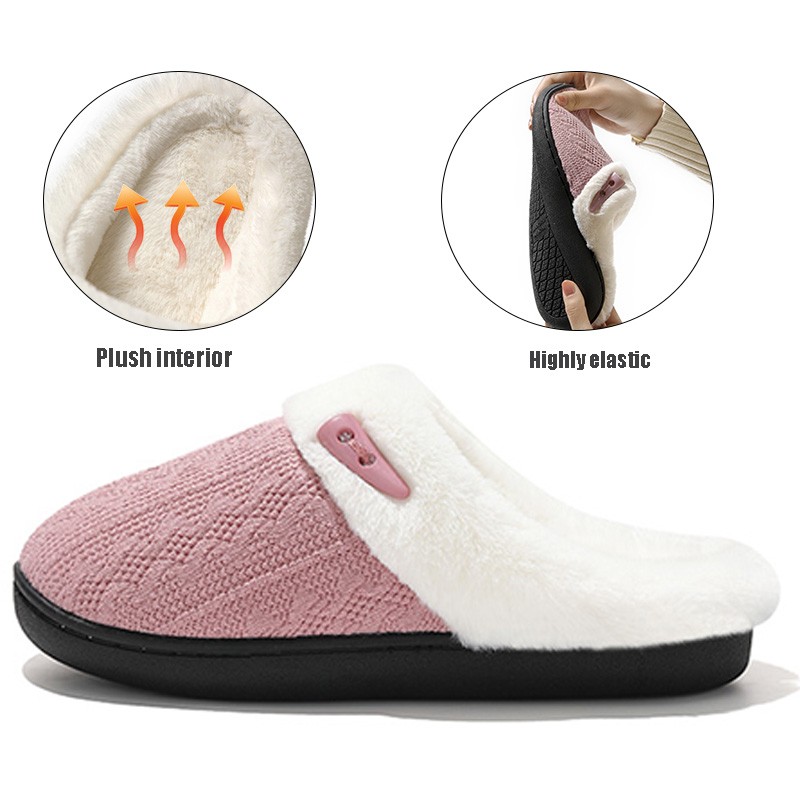 Unisex Fashionable Home Slippers Thick-Soled Protective Warm Cotton Slippers