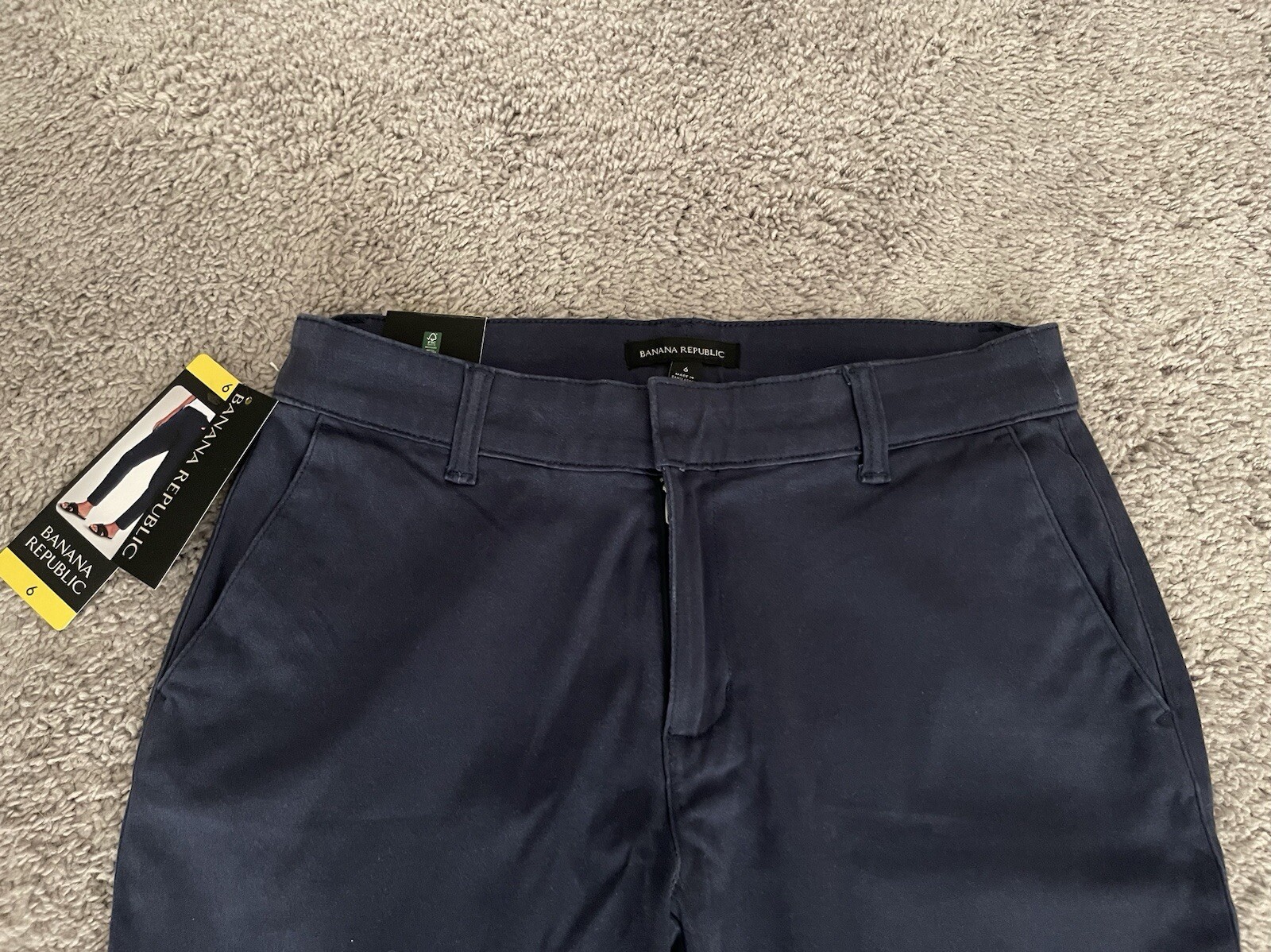 BRAND NEW NWT BANANA REPUBLIC NAVY BLUE CROPPED CHINO PANT SLACKS KHAKIS SZ 6