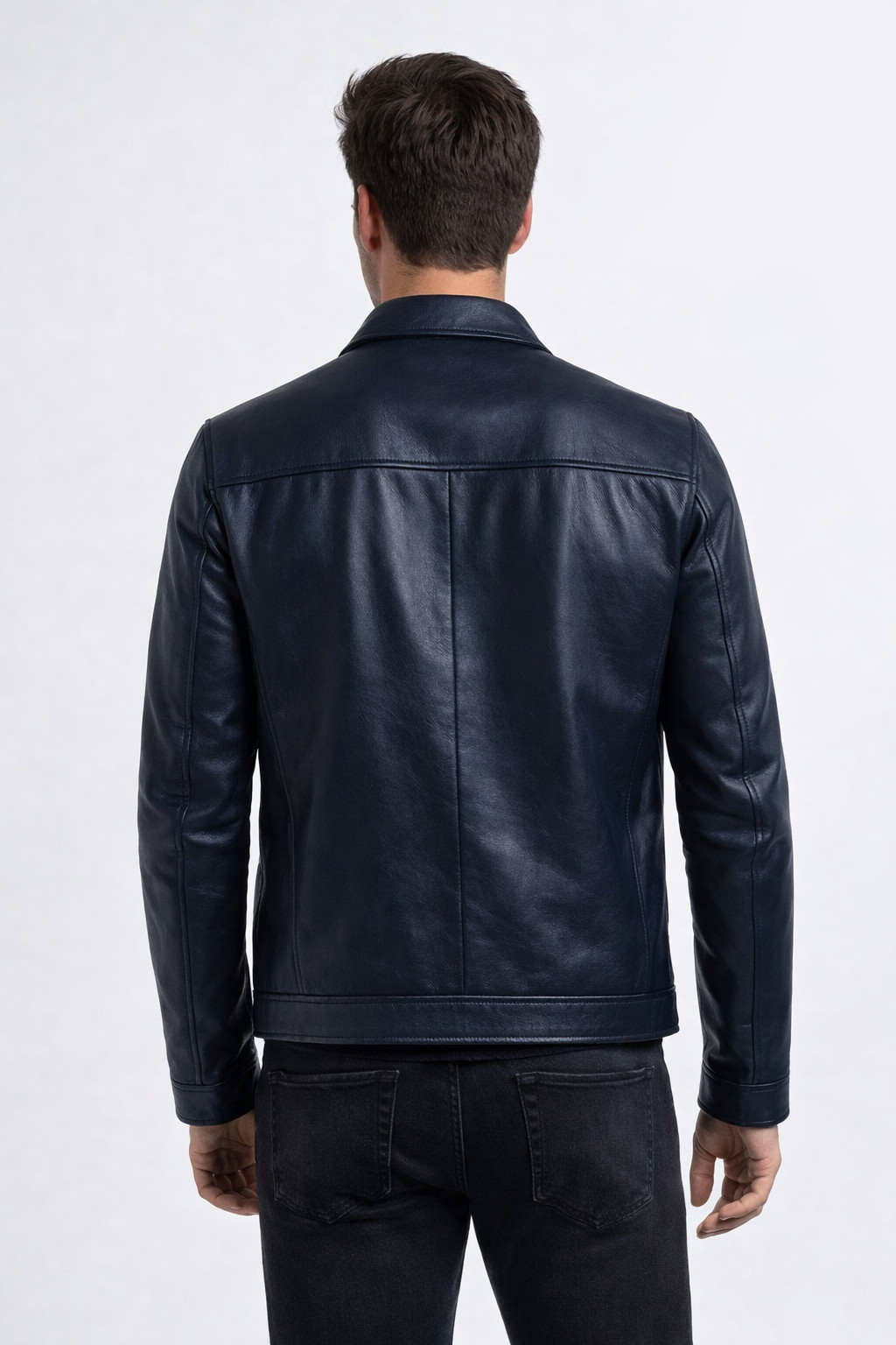 Men’s Genuine Leather Jacket Classic Zip Up Casual Biker Bomber Outerwear Coat