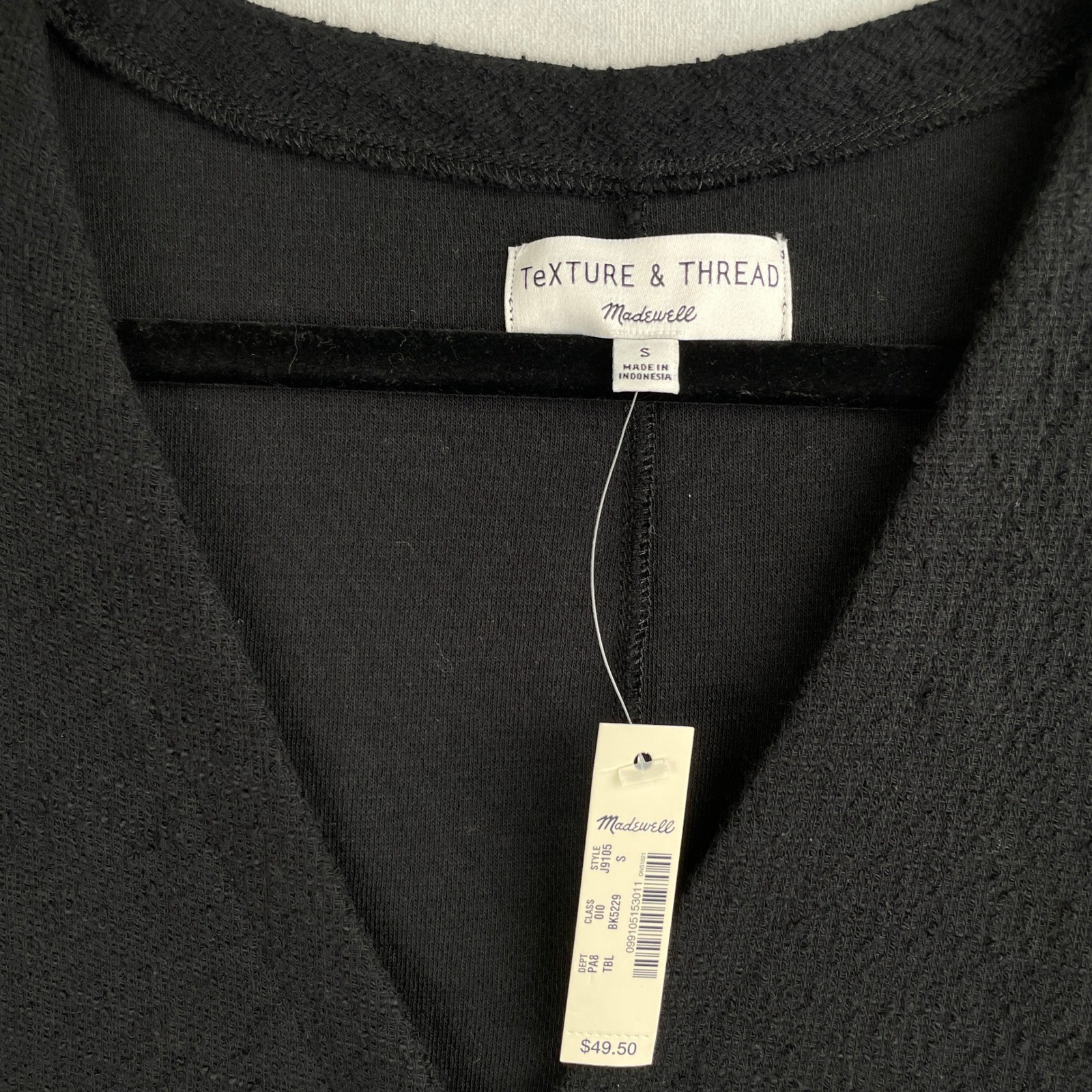 Madewell Texture & Thread Black Cotton Wrap Side Tie Chic Top Balletcore S NEW