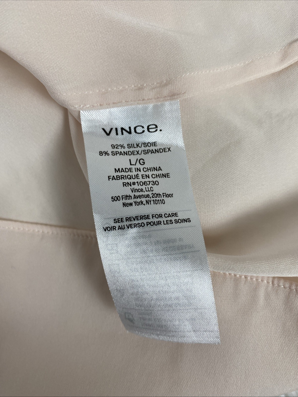 Vince Silk Blouse Top Size L Women’s Pink Satin Split Neck Sleeveless Buttons